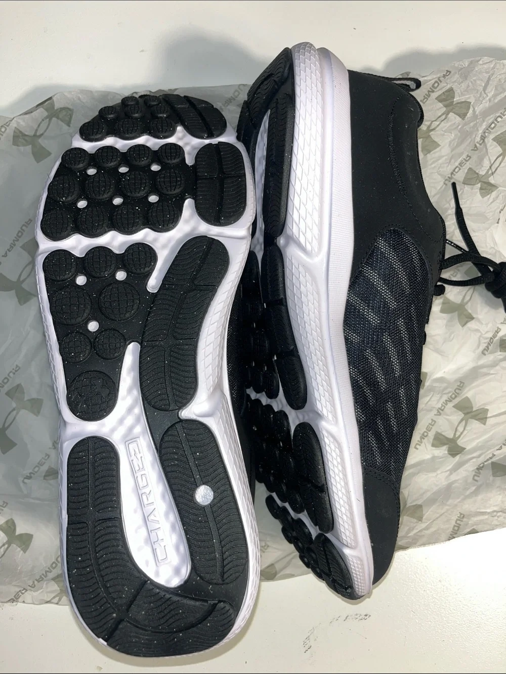 Under Armour Black and White Kids' Performance Sneakers